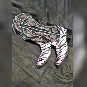 Nocona 7.5 Pink Striped Safari Womens Western Boots